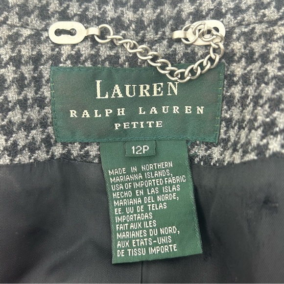 VINTAGE RALPH LAUREN Houndstooth Wool Zip-Up Jacket Blazer - Picture 4 of 5